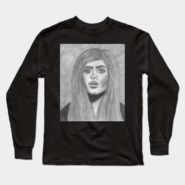 Female portrait Long Sleeve T-Shirt by ArtbySarahJ